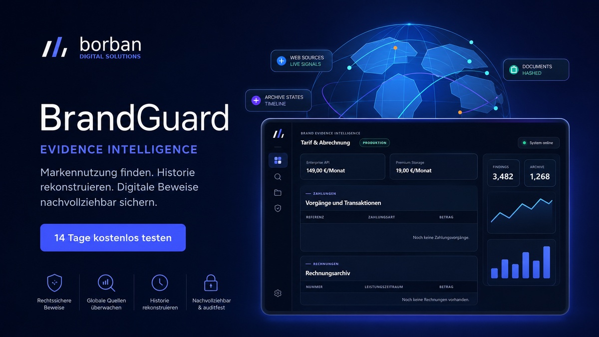 BrandGuard verbindet netzweite Markenrecherche und digitale Beweissicherung